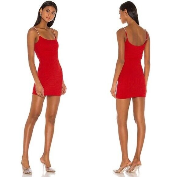 NBD‎ Women's Size Medium Red Ribbed Leon Mini Dress - Picture 1 of 10